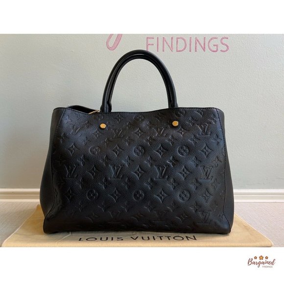 Authentic LOUIS VUITTON Black Monogram Empreinte Montaigne GM Bag W/ Strap - Picture 3 of 13